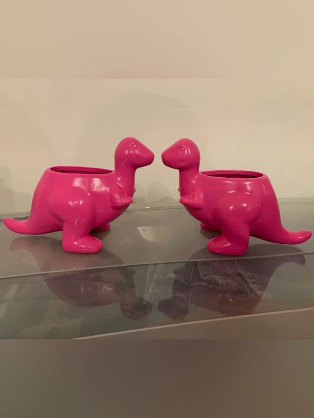 Target Set of 2 Hot Pink Small Ceramic Dinosaur Caddy Planters